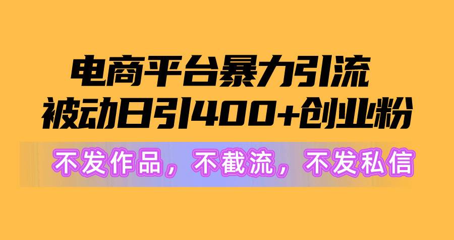 （10168期）电商平台暴力引流,被动日引400+创业粉不发作品，不截流，不发私信-千寻创业网