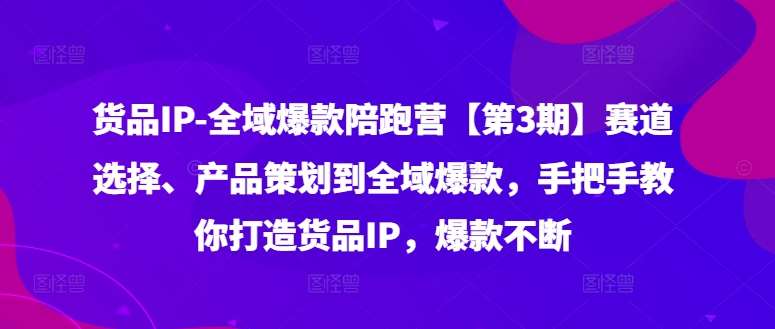 货品IP全域爆款陪跑营【第3期】赛道选择、产品策划到全域爆款，手把手教你打造货品IP，爆款不断-千寻创业网