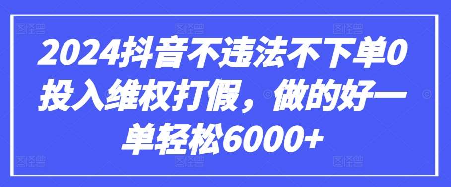 2024抖音不违法不下单0投入维权打假，做的好一单轻松6000+【仅揭秘】-千寻创业网