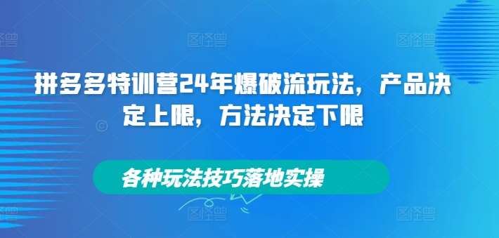 拼多多特训营24年爆破流玩法，产品决定上限，方法决定下限，各种玩法技巧落地实操-千寻创业网