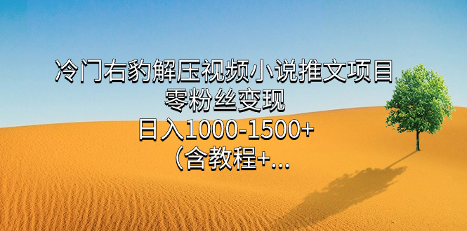 冷门右豹解压视频小说推文项目，零粉丝变现，日入1000-1500+（含教程）-千寻创业网
