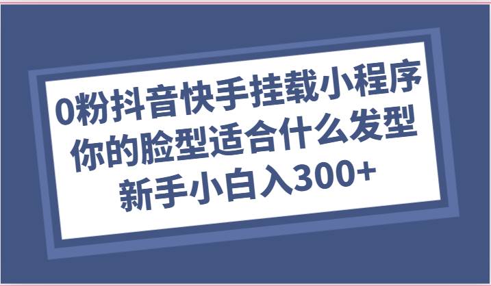 0粉抖音快手挂载小程序，你的脸型适合什么发型玩法，新手小白日入300+-千寻创业网