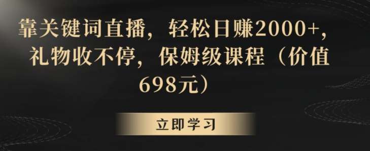 靠关键词直播，轻松日赚2000+，礼物收不停，保姆级课程（价值698元）【揭秘】-千寻创业网