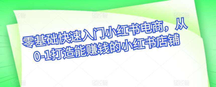 零基础快速入门小红书电商，从0-1打造能赚钱的小红书店铺-千寻创业网