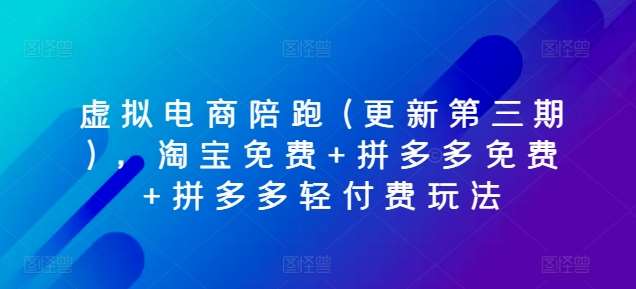 虚拟电商陪跑(更新第三期)，淘宝免费+拼多多免费+拼多多轻付费玩法-千寻创业网