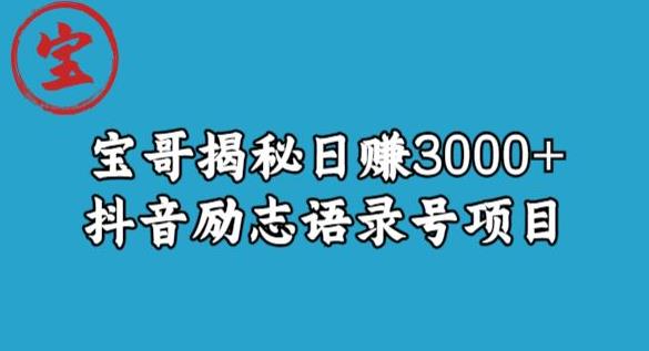 宝哥揭秘日赚3000+抖音励志语录号短视频变现项目-千寻创业网