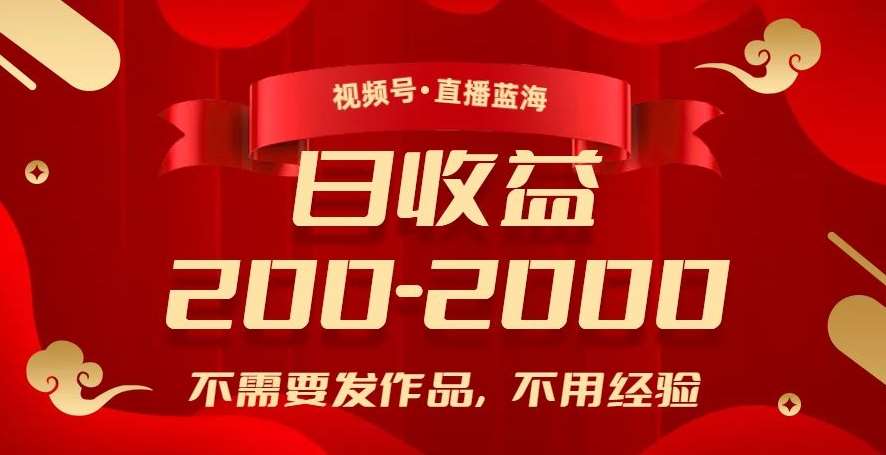 视频号直播蓝海，不需要发作品，不用经验，日入200-2000+【揭秘】-千寻创业网