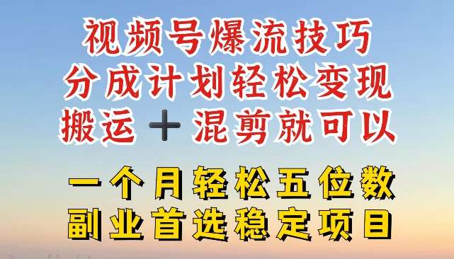 视频号爆流技巧，分成计划轻松变现，搬运 +混剪就可以，一个月轻松五位数稳定项目【揭秘】-千寻创业网