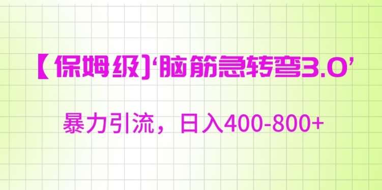 保姆级脑筋急转弯3.0，暴力引流，日入400-800+【揭秘】-千寻创业网