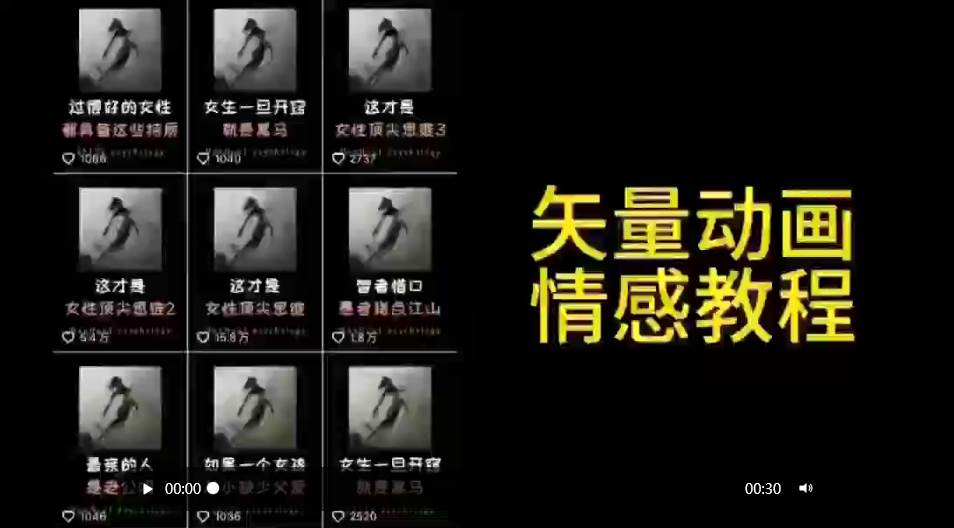 （9334期）矢量动画情感教程：高点赞涨粉，适合情感、思维、创业教育等赛道-千寻创业网