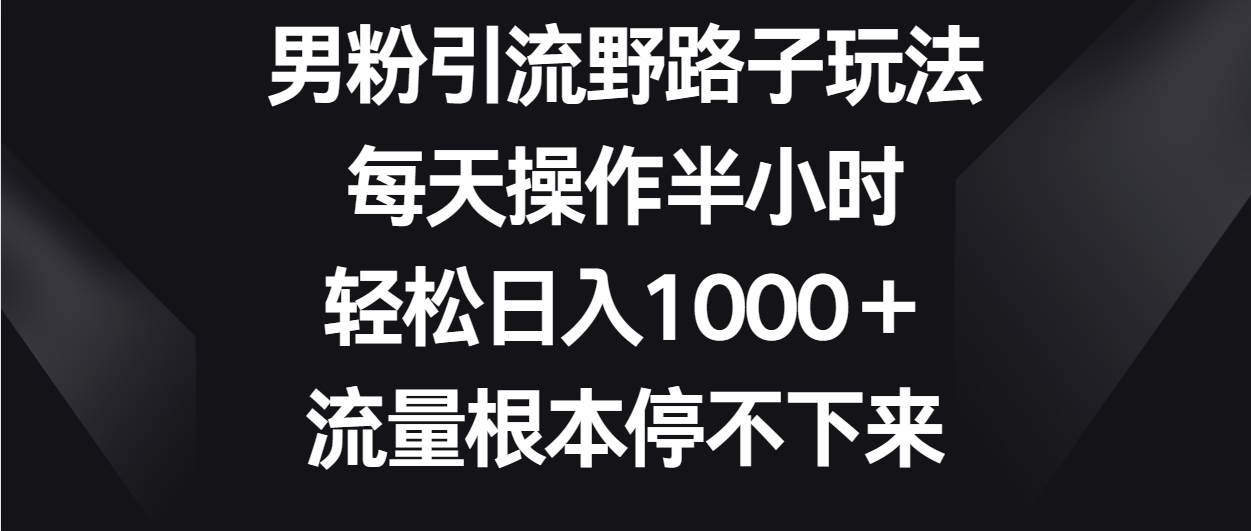 男粉引流野路子玩法，每天操作半小时轻松日入1000＋，流量根本停不下来-千寻创业网