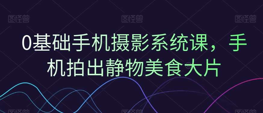 0基础手机摄影系统课，手机拍出静物美食大片-千寻创业网