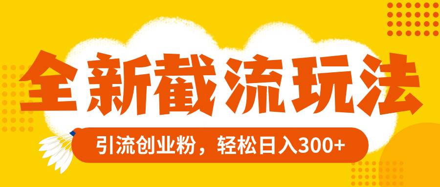 （8025期）全新截流玩法，精准引流创业粉，轻松日入300+-千寻创业网