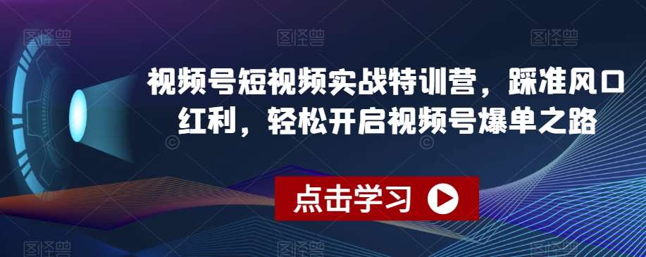 视频号短视频实战特训营，踩准风口红利，轻松开启视频号爆单之路-千寻创业网