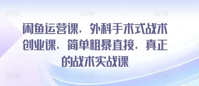 闲鱼运营课，外科手术式战术创业课，简单粗暴直接，真正的战术实战课-千寻创业网