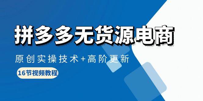（10015期）拼多多无货源电商，原创实操技术+高阶更新（16节视频教程）-千寻创业网