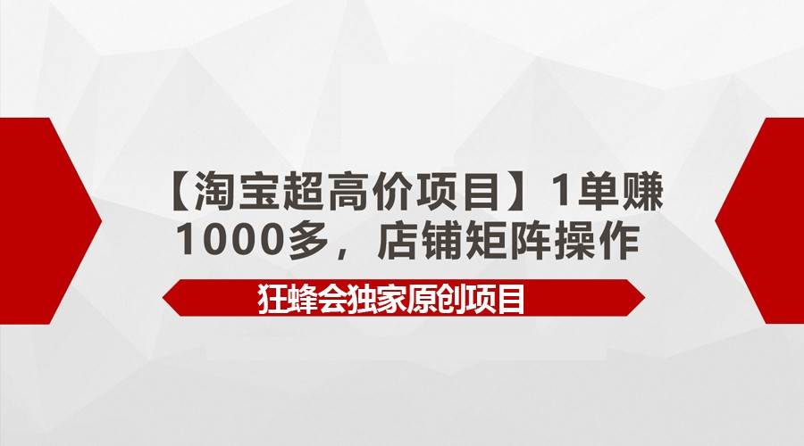 【淘宝超高价项目】1单赚1000多，店铺矩阵操作-千寻创业网