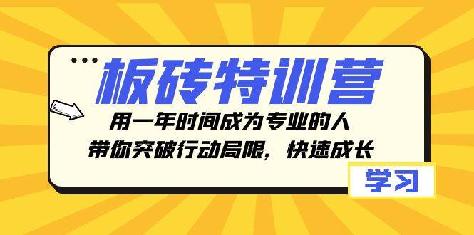 （8048期）板砖特训营，用一年时间成为专业的人，带你突破行动局限，快速成长-千寻创业网