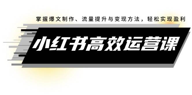 （12369期）小红书高效运营课：掌握爆文制作、流量提升与变现方法，轻松实现盈利-千寻创业网