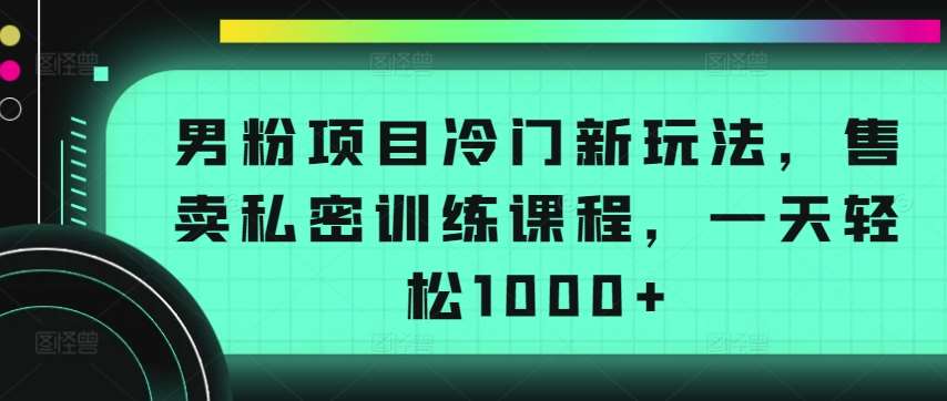 男粉项目冷门新玩法，售卖私密训练课程，一天轻松1000+【揭秘】-千寻创业网