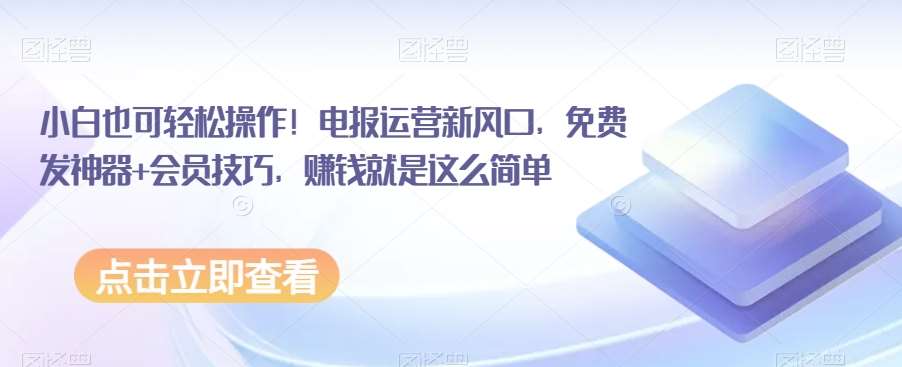 小白也可轻松操作！电报运营新风口，免费发神器+会员技巧，赚钱就是这么简单-千寻创业网