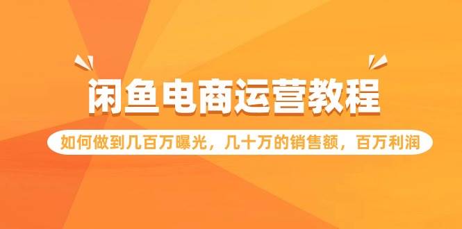（9560期）闲鱼电商运营教程：如何做到几百万曝光，几十万的销售额，百万利润-千寻创业网