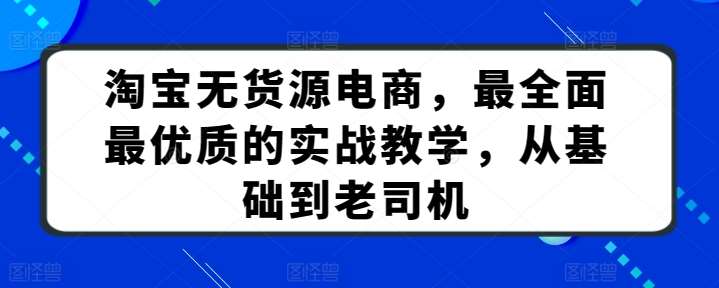淘宝无货源电商，最全面最优质的实战教学，从基础到老司机-千寻创业网