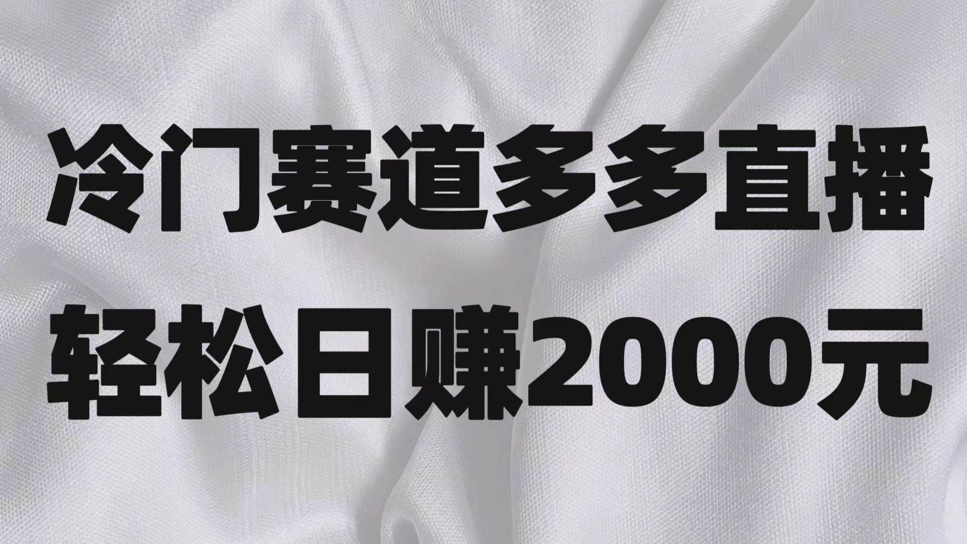 冷门赛道拼多多直播项目，简单念稿子，日收益2000＋-千寻创业网