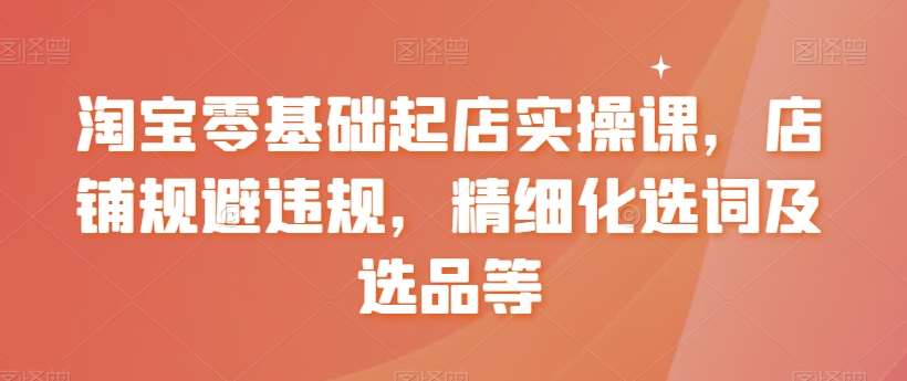 淘宝零基础起店实操课，店铺规避违规，精细化选词及选品等-千寻创业网