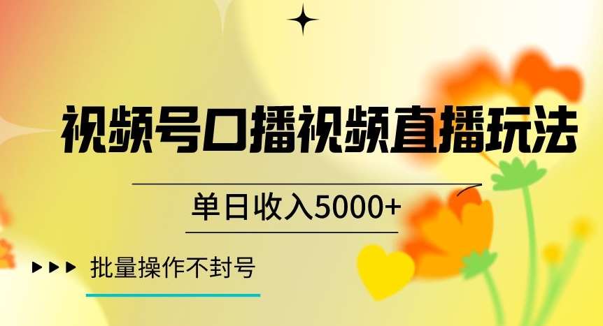 视频号囗播视频直播玩法，单日收入5000+，批量操作不封号【揭秘】-千寻创业网