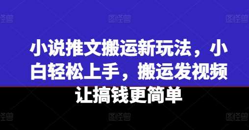 小说推文搬运新玩法，小白轻松上手，搬运发视频让搞钱更简单-千寻创业网