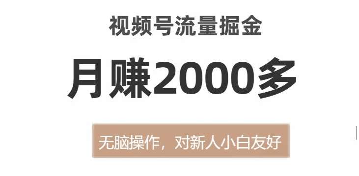 视频号流量掘金，无脑操作，对新人小白友好，月赚2000多【揭秘】-千寻创业网