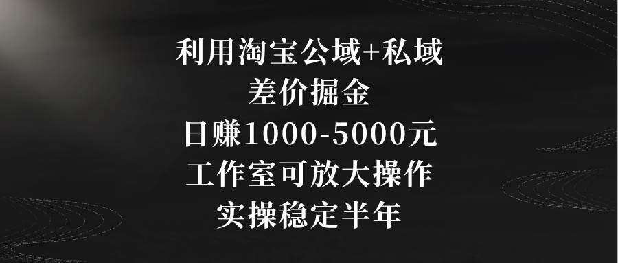 （8952期）利用淘宝公域+私域差价掘金，日赚1000-5000元，工作室可放大操作，实操…-千寻创业网