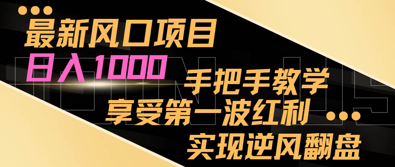 最新风口项目，日入1000，手把手教学，享受第一波红利，实现逆风翻盘-千寻创业网