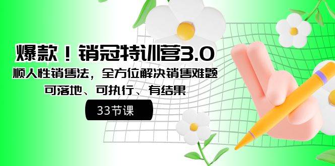 （8573期）爆款！销冠特训营3.0之顺人性销售法，全方位解决销售难题、可落地、可执…-千寻创业网