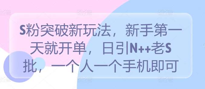 S粉突破新玩法，新手第一天就开单，日引N++老S批，一个人一个手机即可【揭秘】-千寻创业网