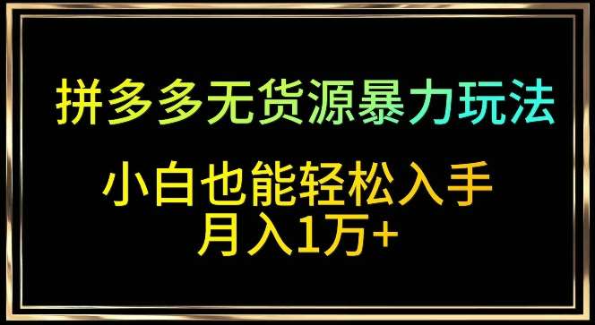 拼多多无货源暴力玩法，全程干货，小白也能轻松入手，月入1万+【揭秘】-千寻创业网