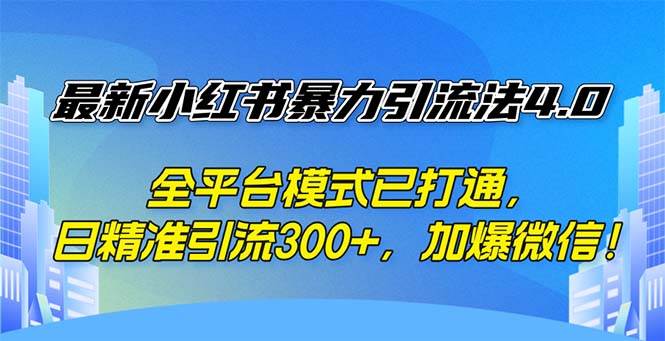 （12505期）最新小红书暴力引流法4.0， 全平台模式已打通，日精准引流300+，加爆微…-千寻创业网