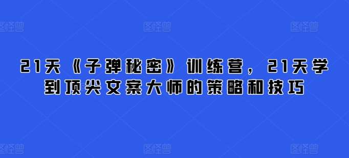 21天《子弹秘密》训练营，21天学到顶尖文案大师的策略和技巧-千寻创业网