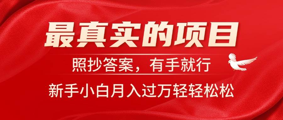 （11362期）最真实的项目，照抄答案，有手就行，新手小白月入过万轻轻松松-千寻创业网