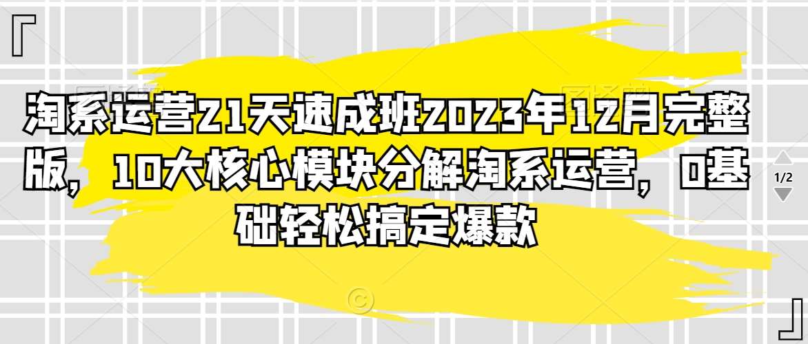 淘系运营21天速成班2023年12月完整版，10大核心模块分解淘系运营，0基础轻松搞定爆款-千寻创业网