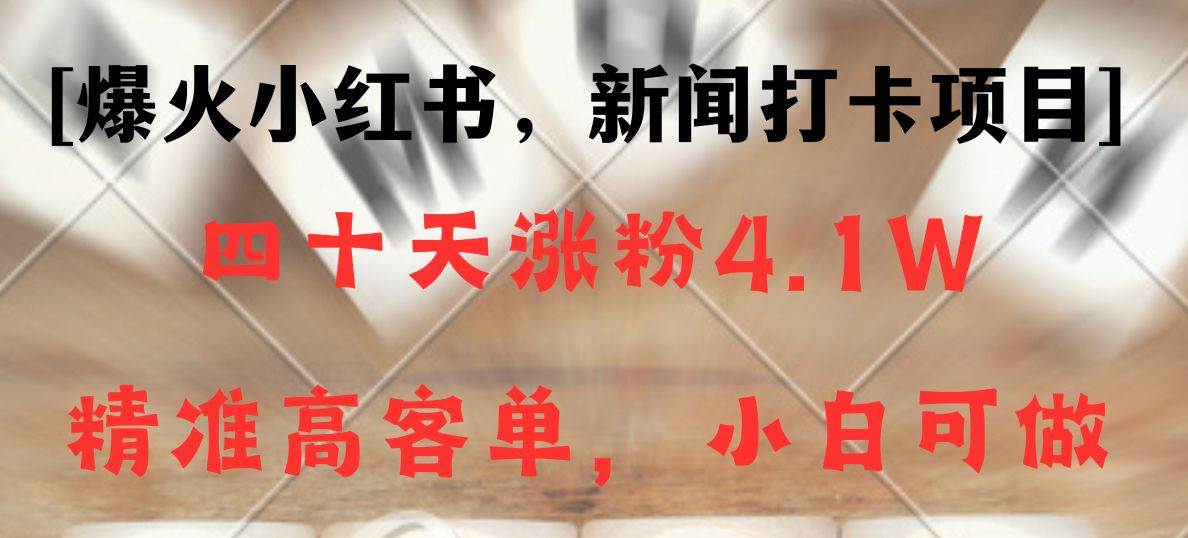 新闻打卡项目，小红书40天涨粉4.1w，高客单精准粉，变现能力超强-千寻创业网