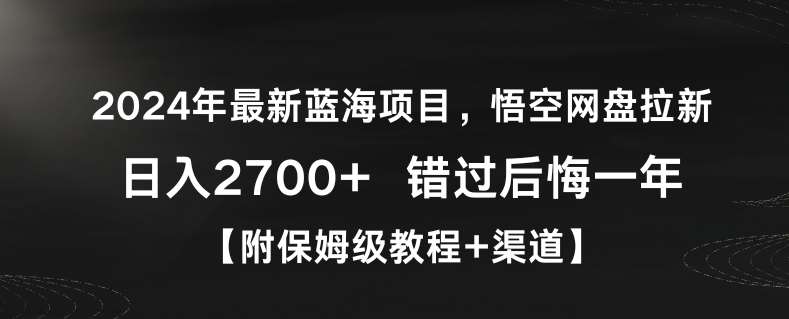 2024年最新蓝海项目，悟空网盘拉新，日入2700+错过后悔一年【附保姆级教程+渠道】【揭秘】-千寻创业网