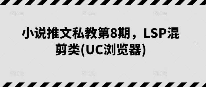 小说推文私教第8期，LSP混剪类(UC浏览器)-千寻创业网