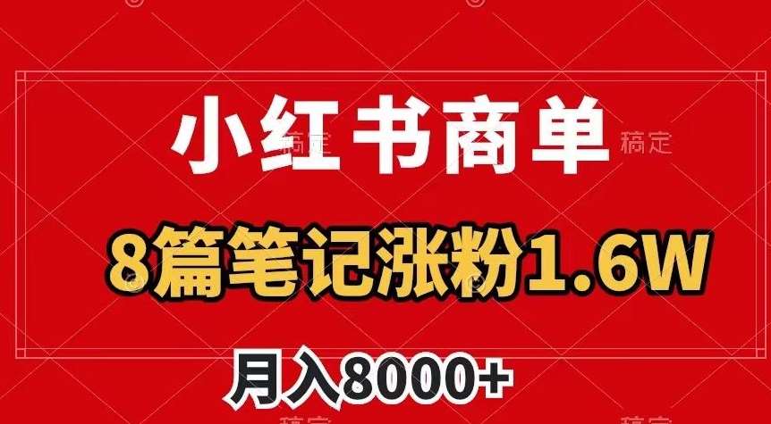 小红书商单最新玩法，8篇笔记涨粉1.6w，作品制作简单，月入8000+【揭秘】-千寻创业网