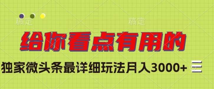 独家微头条最详细玩法，月入3000+【揭秘】-千寻创业网