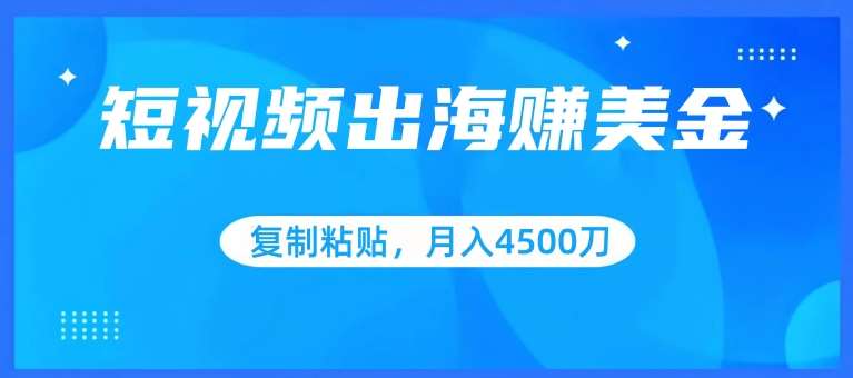 短视频出海赚美金，复制粘贴批量操作，小白轻松掌握，月入4500美刀【揭秘】-千寻创业网