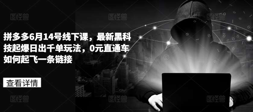 拼多多6月14号线下课，最新黑科技起爆日出千单玩法，0元直通车如何起飞一条链接-千寻创业网