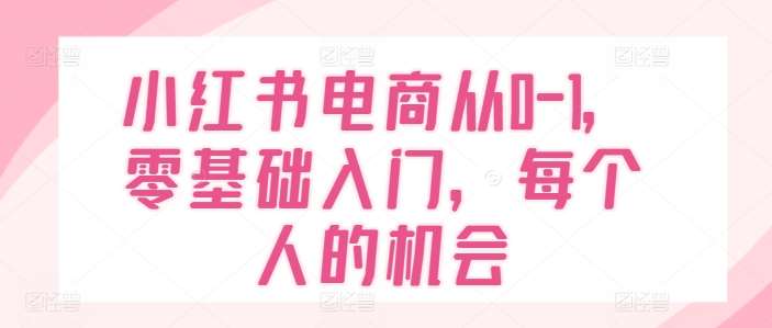 小红书电商从0-1，零基础入门，每个人的机会-千寻创业网