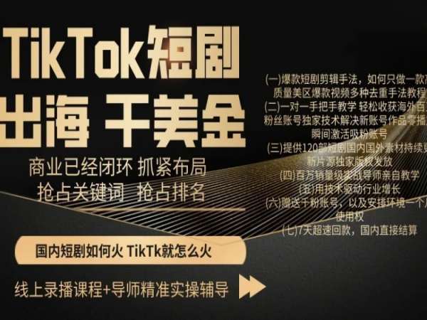 TikTok短剧出海干美金，商业已经闭环抓紧布局，抢占关键词抢占排名-千寻创业网
